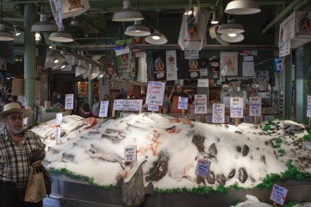 Een viswinkel in Pike Place Market